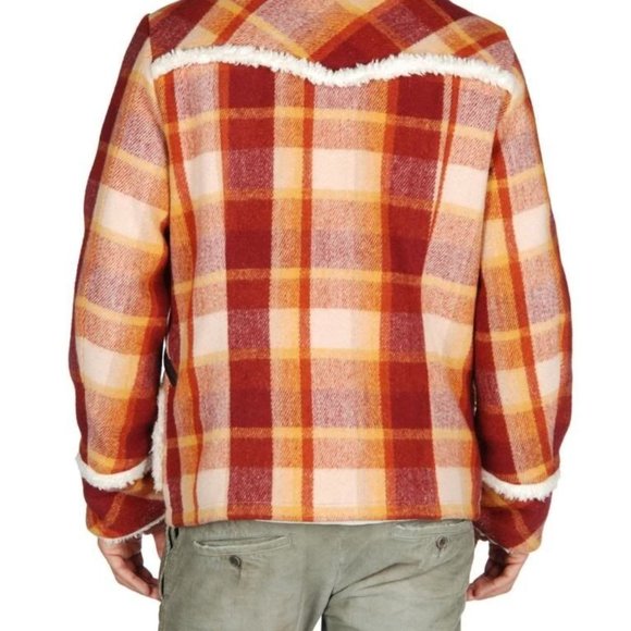 MENS DIESEL VINTAGE ICONIC WORACE SHERPA PLAID PEACOAT SIZE XL - Picture 3 of 16